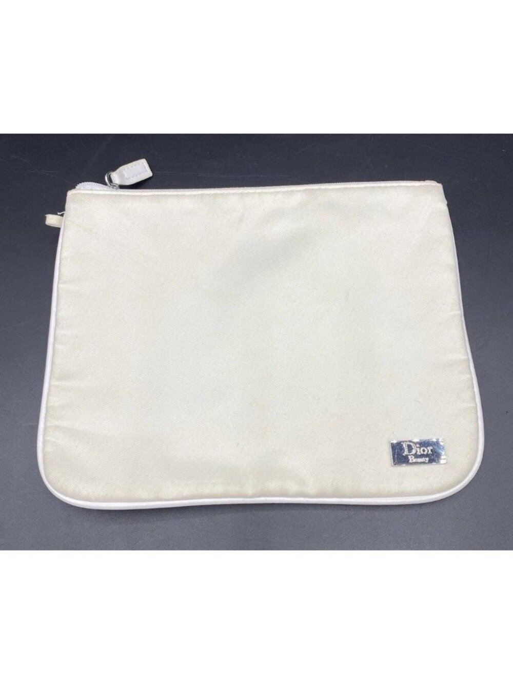 Dior Beaute White Zippered Cosmetic Bag Makeup Pouch Travel Case